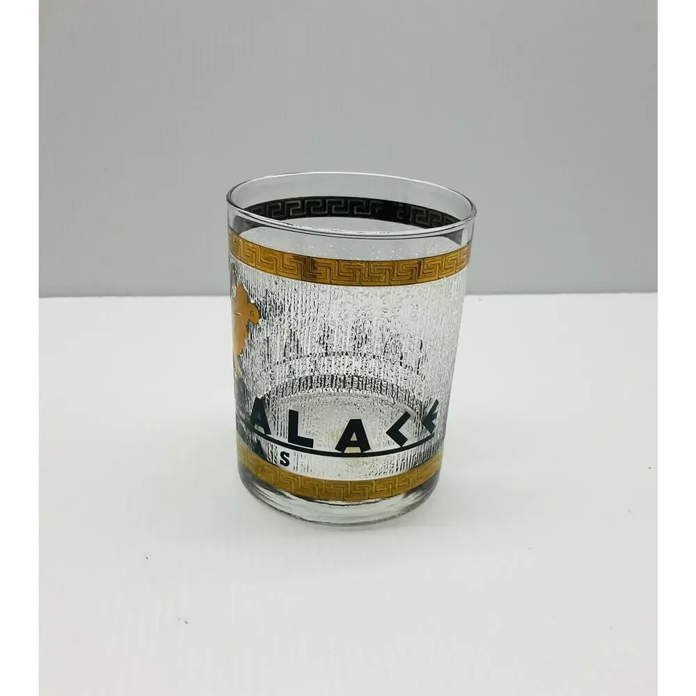 Vintage Caesars Palace Las Vegas Lowball Rocks Whiskey Glass 22K Gold
